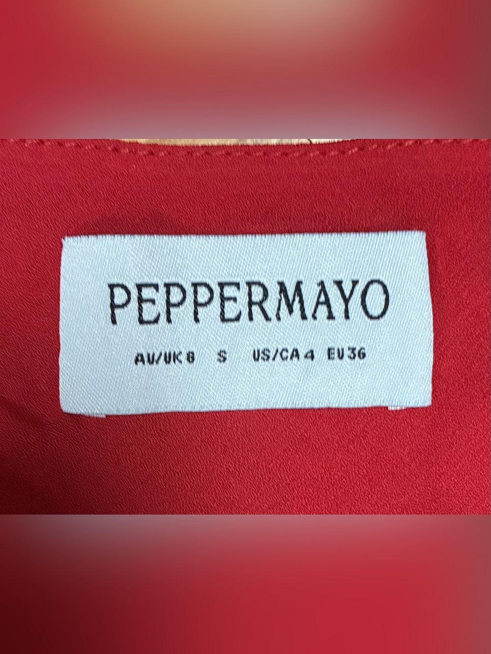 Peppermayo Red Watercolor Floral Asymmetrical Slip Midi Dress Small Size 4 - Picture 3 of 9